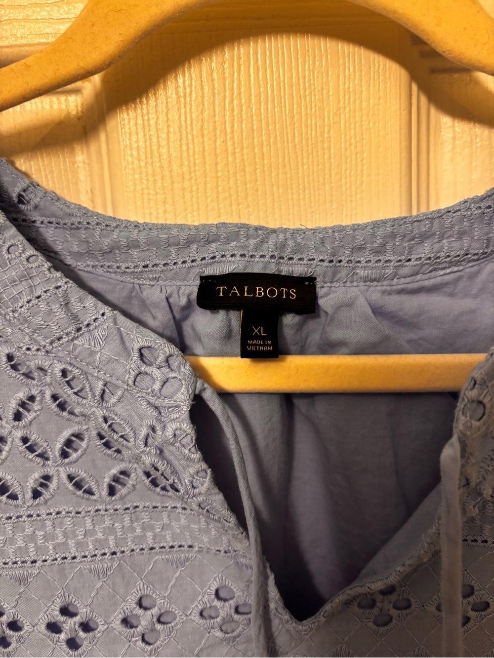 Talbots Sleeveless Eyelet Tie-Neck Top — Light Blue - Picture 2 of 5